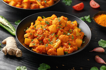 Aloo Gobi traditional Indian dish with cauliflower and potato