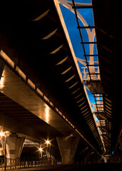 Western high-speed diameter in Saint Petersburg under the bridge at night