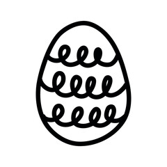 Black doodle egg icon with ornament for Easter holidays design isolated on white background.