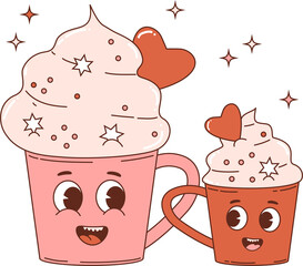 Family cute cups with dessert