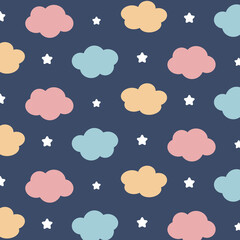 Night pattern Nursery baby seamless pattern Children vector illustration