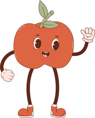Retro vintage cartoon character apple