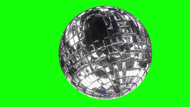 mirror disco ball 3d render loop on a green background