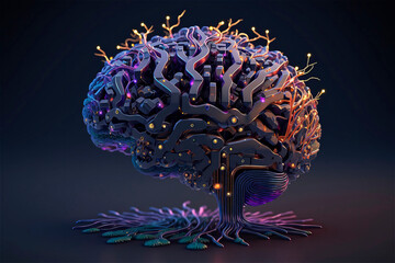 AI brain, technology, data, neural, connect, network, computer. Generative AI