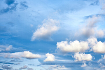 Beautiful clouds sunset light on blue sky with pink hues in asia on Bali island