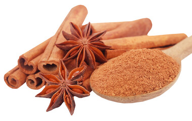 Some aromatic cinnamon with star anise and ground spice