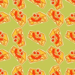 Cartoon cheese seamless funny monsters pattern for wrapping paper and kids clothes print and fabrics and linens