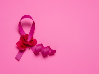 Ribbon photo of the pink october breast cancer prevention campaign