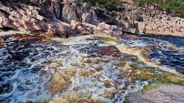 Roncador waterfall in the Pantanal Marimbus in Andarai, Chapada Diamantina in Bahia, Brazil