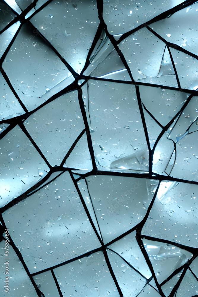 Poster screensaver or background in the form of broken glass or ice. ai generative.