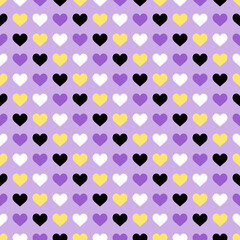 LGBTQIA+ Pride Month Nonbinary Pride Design, Seamless non binary pride flag hearts pattern (getting ready for pride month in June!) 