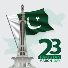 23 march pakistan day with flag banner