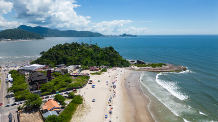 Aerial view of the well-known Brava beach in the city of Guaratuba in a sunny day on the coast of...