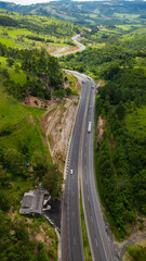 Fototapeta na wymiar Aerial view of the BR376 highway, known as Serra do Cadeado, in the city of Mauá da Serra, southern Brazil
