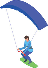 Active sport icon isometric vector. Speed kitesurfing. Wind surf