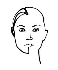 Female continuous line art abstract drawing. Woman Fashion Minimalist Concept, Woman Beauty Drawing, black and white Illustration for logo, sublimation, prints, T-shirt, banners, slogan design