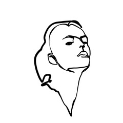 Female continuous line art abstract drawing. Woman Fashion Minimalist Concept, Woman Beauty Drawing, black and white Illustration for logo, sublimation, prints, T-shirt, banners, slogan design