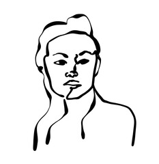 Abstract female line drawing, continuous line art abstract drawing. Woman Fashion Minimalist Concept, Beauty Drawing, black and white Illustration for logo, sublimation, prints, T-shirt