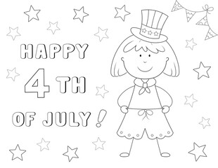 happy 4th of july coloring page. you can print it on 8.5x11 inch paper