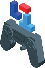 Game joystick icon isometric vector. Health disease. Passive inactive