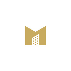 Fototapeta na wymiar Building Apartment with Initial M House ,Home, logo design