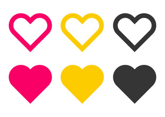 Heart icons set vector Multicolor