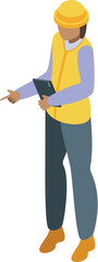 Female contractor icon isometric vector. Worker engineer. Team character