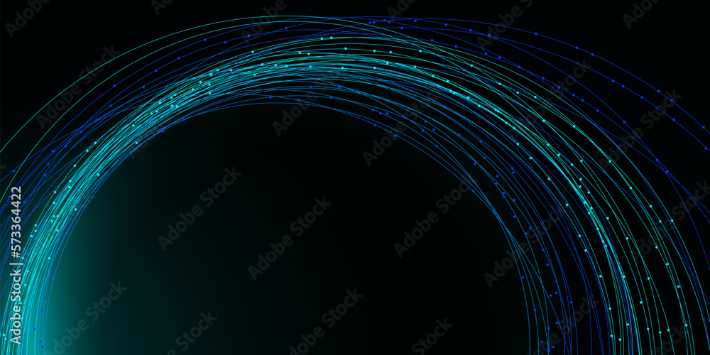 Aufkleber chaotic interweaving of lines and dots on a black background. technological background for design on