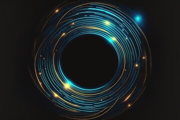 Blue and green colorful Neon Circle lights background. Generative ai