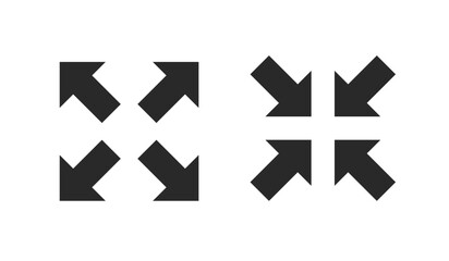 Fullscreen pictogram arrow size icon. Full screen bigger extend video wide web app maximize symbol icon, enlarge.