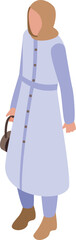 Female fashion icon isometric vector. Dress islam. Saudi traditional