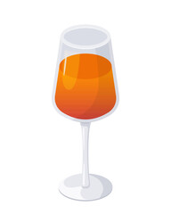 Orange cocktail. Aperol Spritz cocktail or orange juice in a glass. Vector illustration in flat cartoon style.