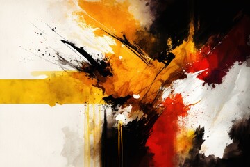 Vibrant and Bold Abstract Watercolor Texture in Yellow, Red, Black, Orange, and White, generative ai