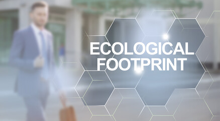 Business representative solving problems of Environmental Impact. Environmental Impact of industries and ecological footprint concept.