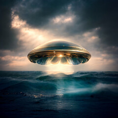 Fototapeta na wymiar ufo on the sea