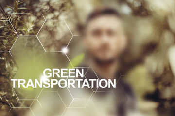 Green transportation and clean power. Unrecognizable man outdoors looking to future and solving...