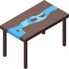 Fluid table icon isometric vector. Wood art. Creative epoxy