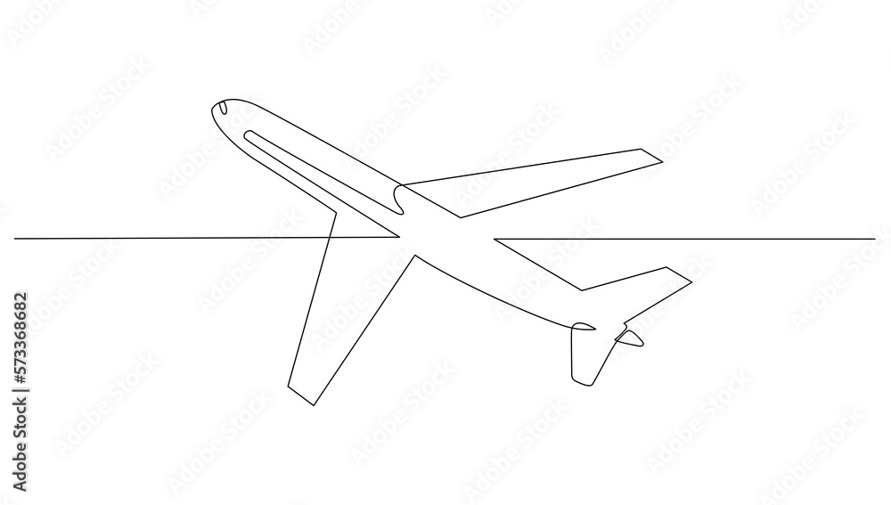 Wall mural Continuous line art or One Line Airliner drawing for vector illustration, business transportation. transportation in the air. graphic design modern continuous line drawing