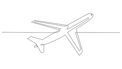 Continuous line art or One Line Airliner drawing for vector illustration, business transportation. transportation in the air. graphic design modern continuous line drawing