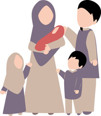 Faceless Muslim Parents and Children