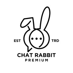 chat rabbit logo icon design illustration line