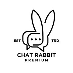 chat rabbit logo icon design illustration line