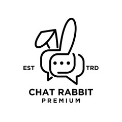 Fototapeta premium chat rabbit logo icon design illustration line
