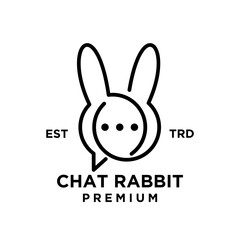 chat rabbit logo icon design illustration line