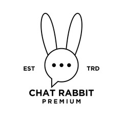 chat rabbit logo icon design illustration line