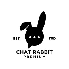 chat rabbit logo icon design illustration black