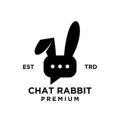 chat rabbit logo icon design illustration black