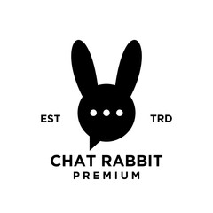 chat rabbit logo icon design illustration black