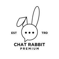 chat rabbit logo icon design illustration line