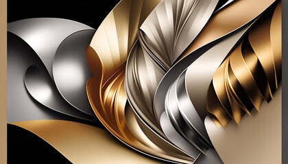 A metallic color scheme using shades of silver, gold, and bronze